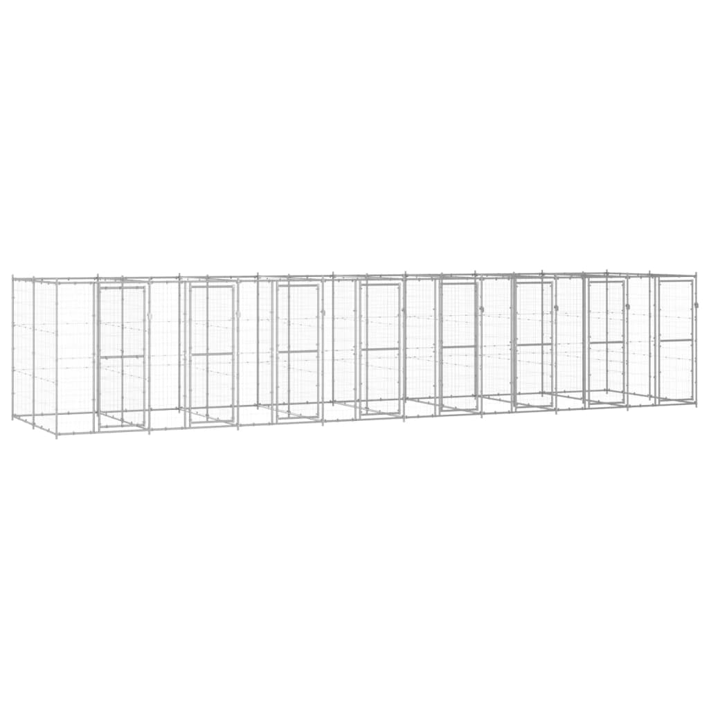 Kültéri horganyozott acél kutyakennel 19,36 m²
