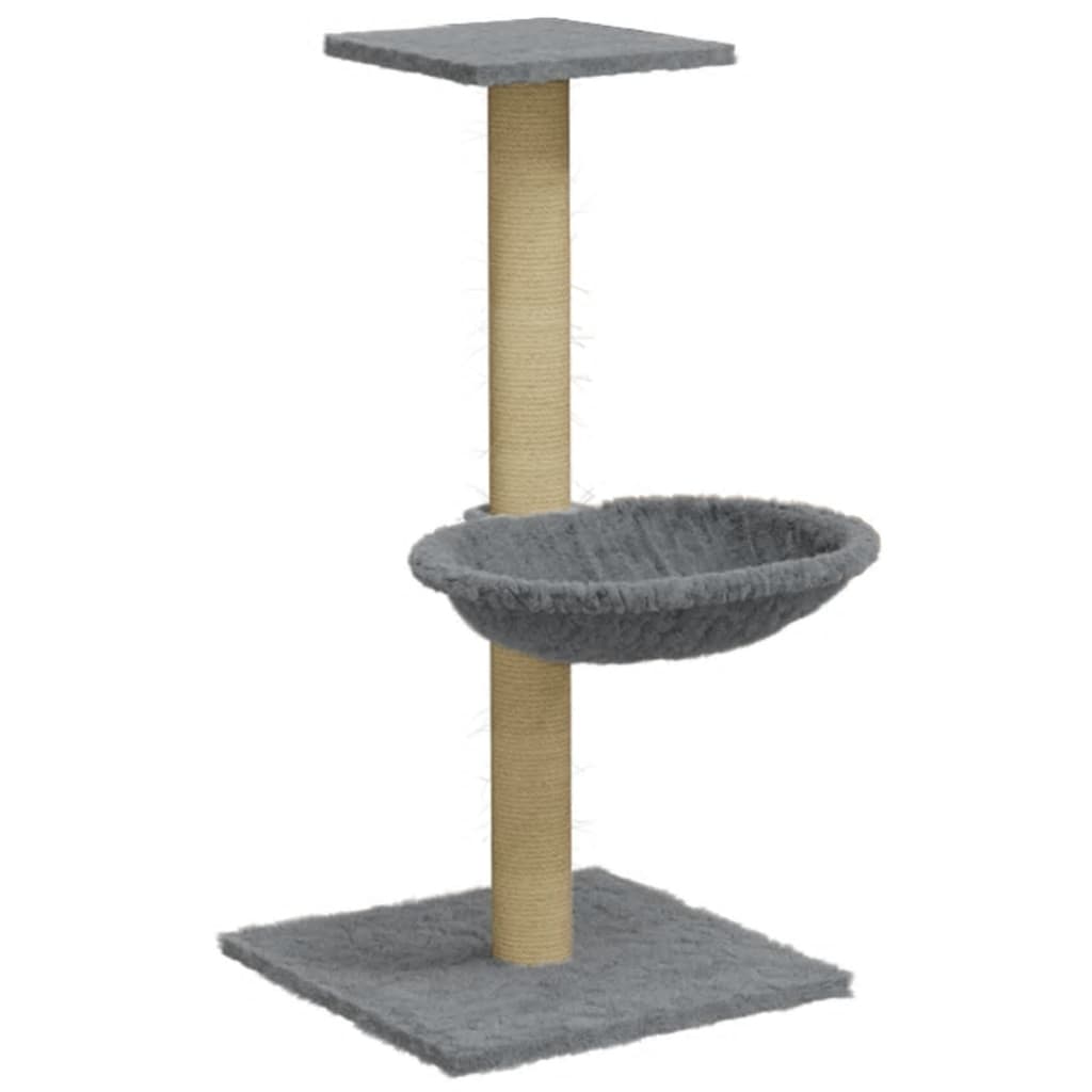Világosszürke macskabútor szizál kaparófával 74 cm - Image 2