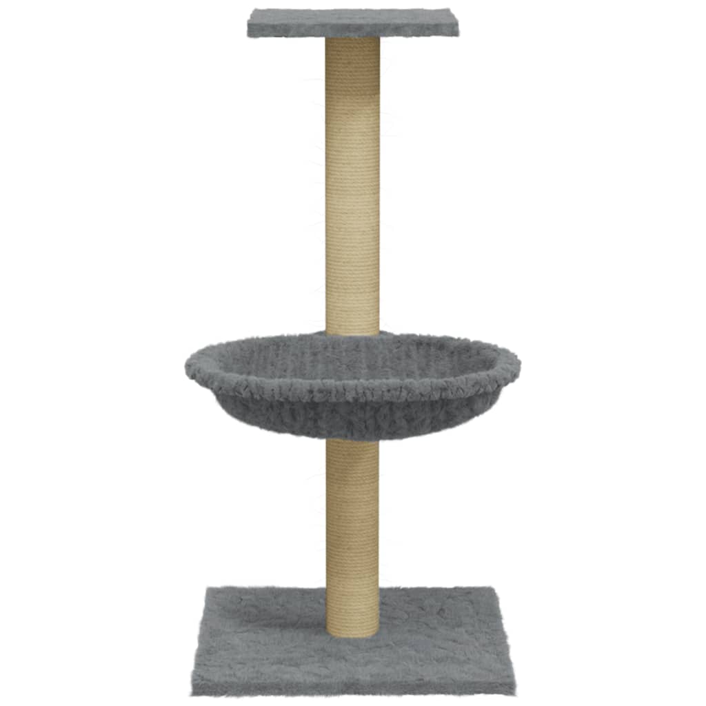 Világosszürke macskabútor szizál kaparófával 74 cm - Image 3