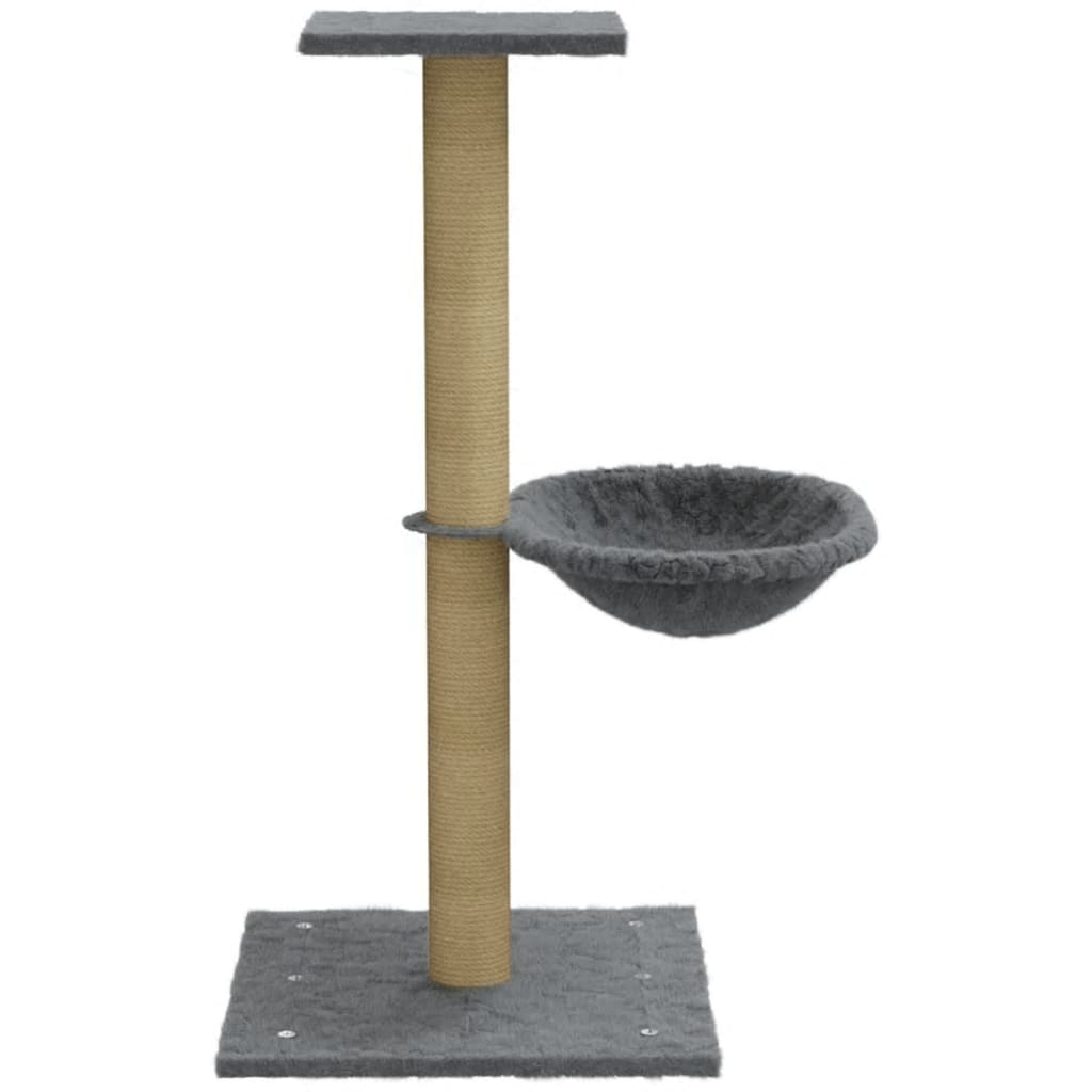Világosszürke macskabútor szizál kaparófával 74 cm - Image 4