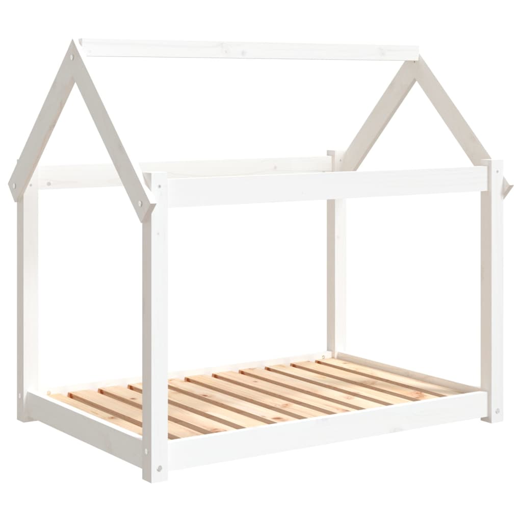Fehér tömör fenyőfa kutyaágy 101x70x90 cm - Image 2