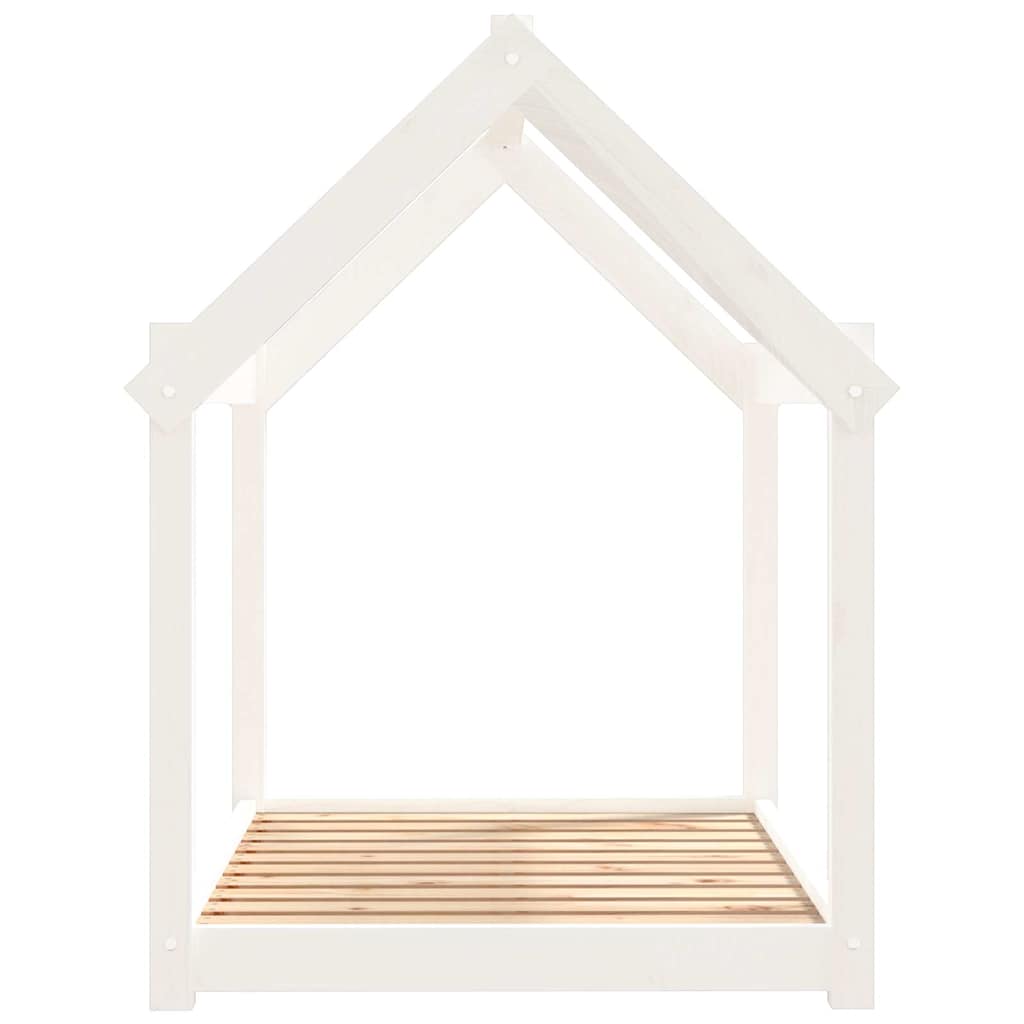Fehér tömör fenyőfa kutyaágy 101x70x90 cm - Image 5