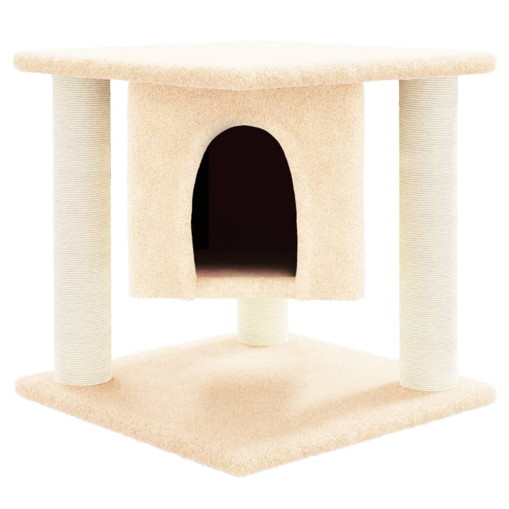 Krémszínű macskabútor szizál kaparófákkal 37 cm - Image 3