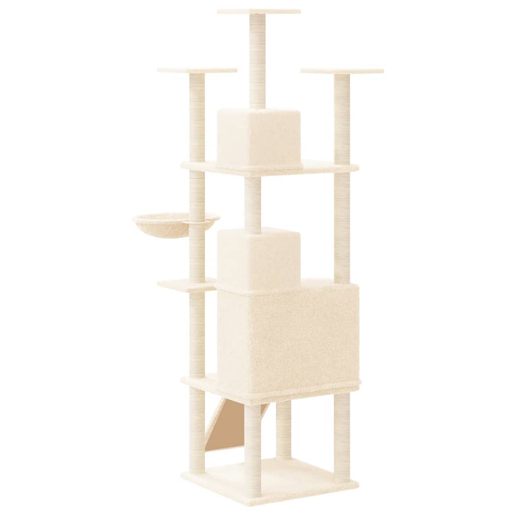 Krémszínű macskabútor szizál kaparófákkal 175 cm - Image 4