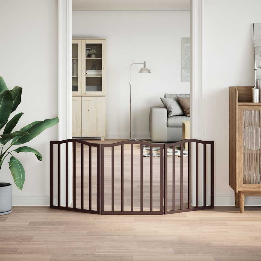 Barna nyárfa 3 paneles összecsukható kutyakapu 150 cm - Image 3