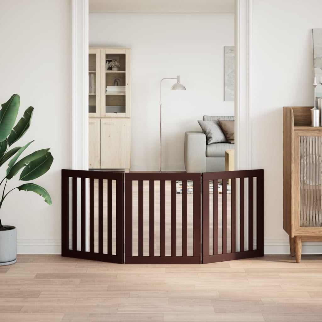 Barna nyárfa 3 paneles összecsukható kutyakapu 150 cm - Image 3