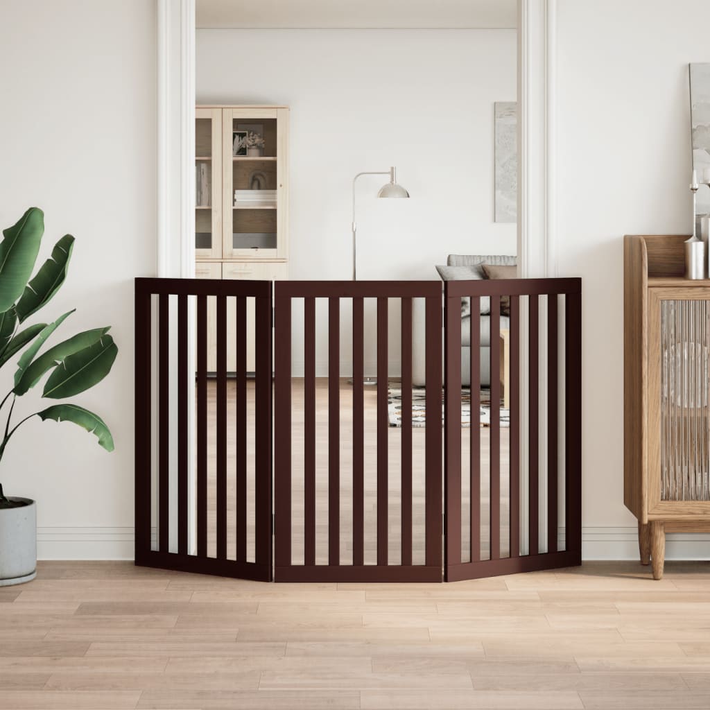 Barna nyárfa 3 paneles összecsukható kutyakapu 150 cm - Image 3