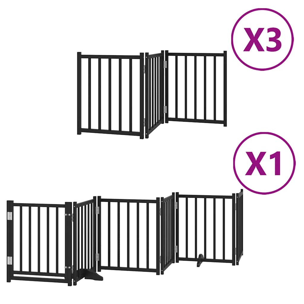 Fekete nyárfa 15 paneles összecsukható kutyakapu ajtóval 750 cm - Image 2