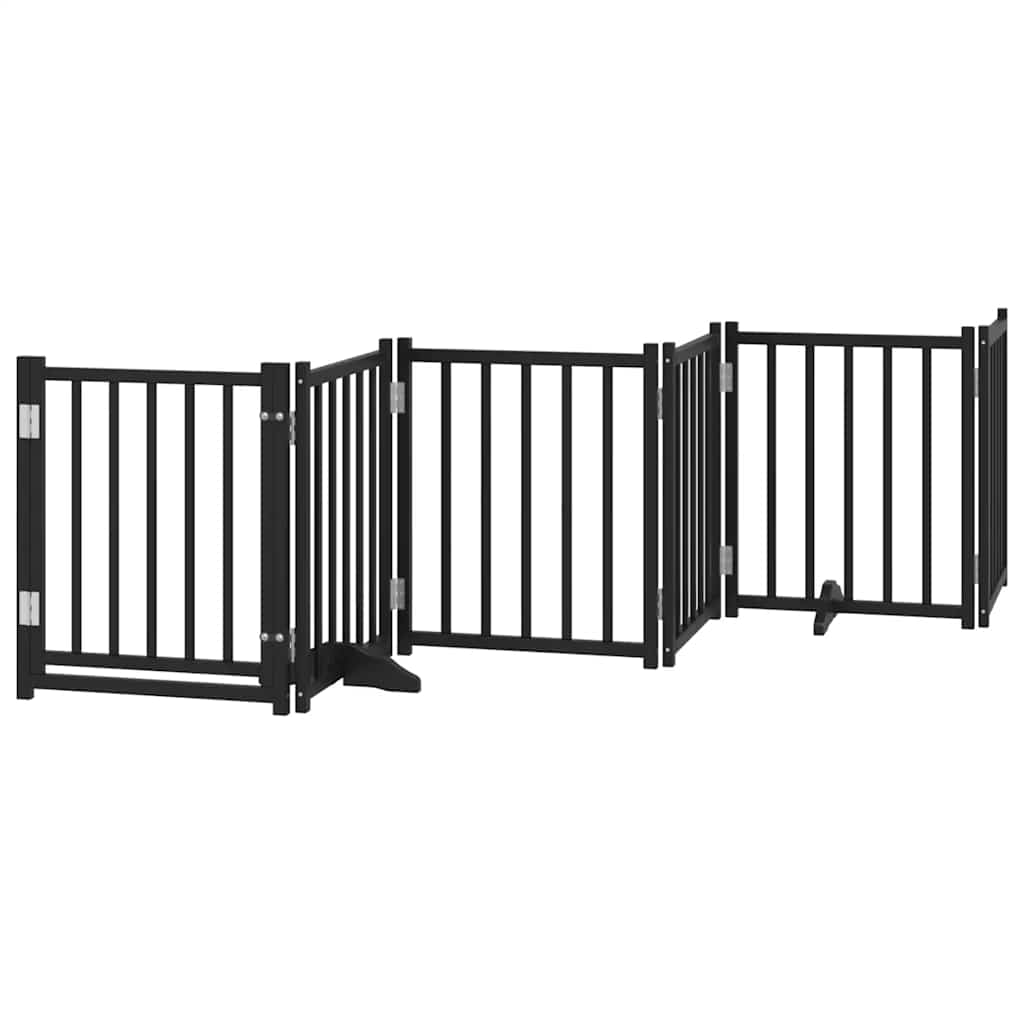 Fekete nyárfa 15 paneles összecsukható kutyakapu ajtóval 750 cm - Image 4