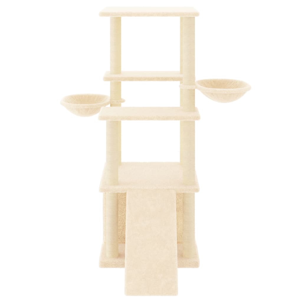 Krémszínű macskabútor szizál kaparófákkal 133 cm - Image 3
