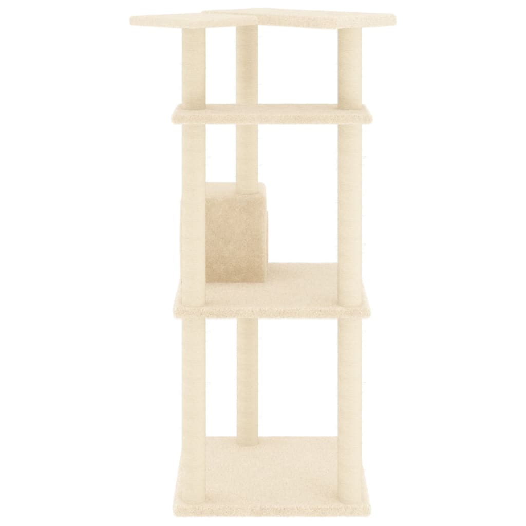 Krémszínű macskabútor szizál kaparófákkal 123 cm - Image 5