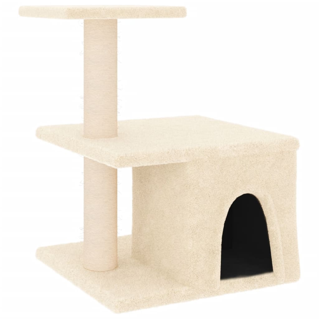 Krémszínű macskabútor szizál kaparófákkal 48 cm - Image 2