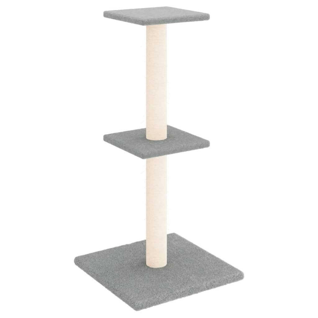 Világosszürke macskabútor szizál kaparófákkal 73 cm - Image 2