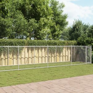 Szürke horganyzott acél kutyaketrec ajtóval 12 x 2 x 1,5 m