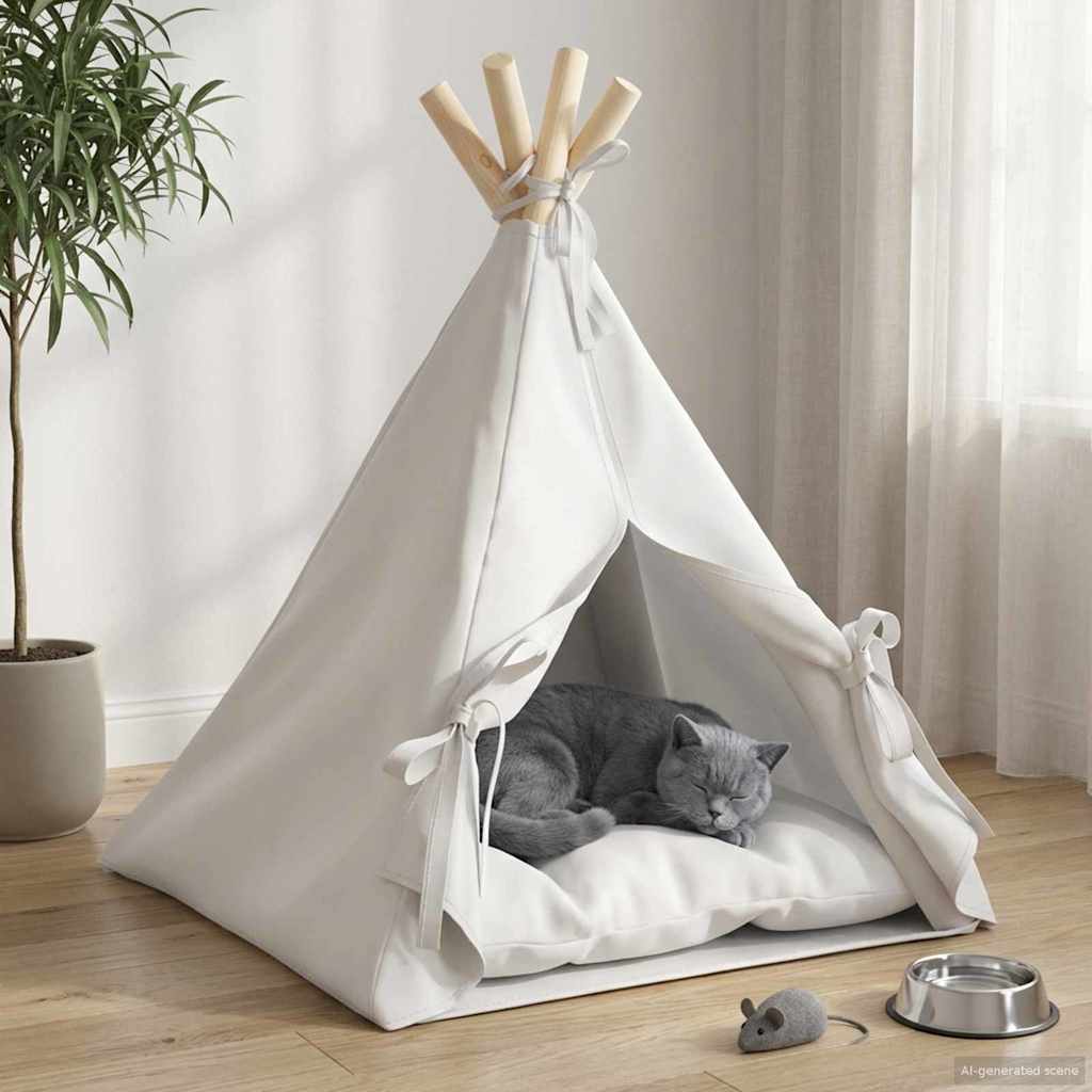 Kiskedvenc teepee párnával Fehér 40 x 40 x 50 cm Poliészter - Image 3