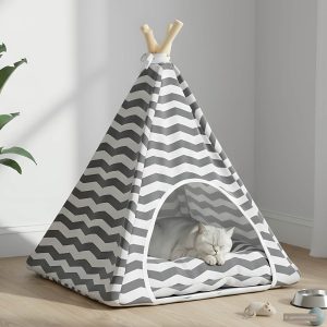 Kiskedvenc teepee párnával Fehér és Szürke 50 x 50 x 60 cm