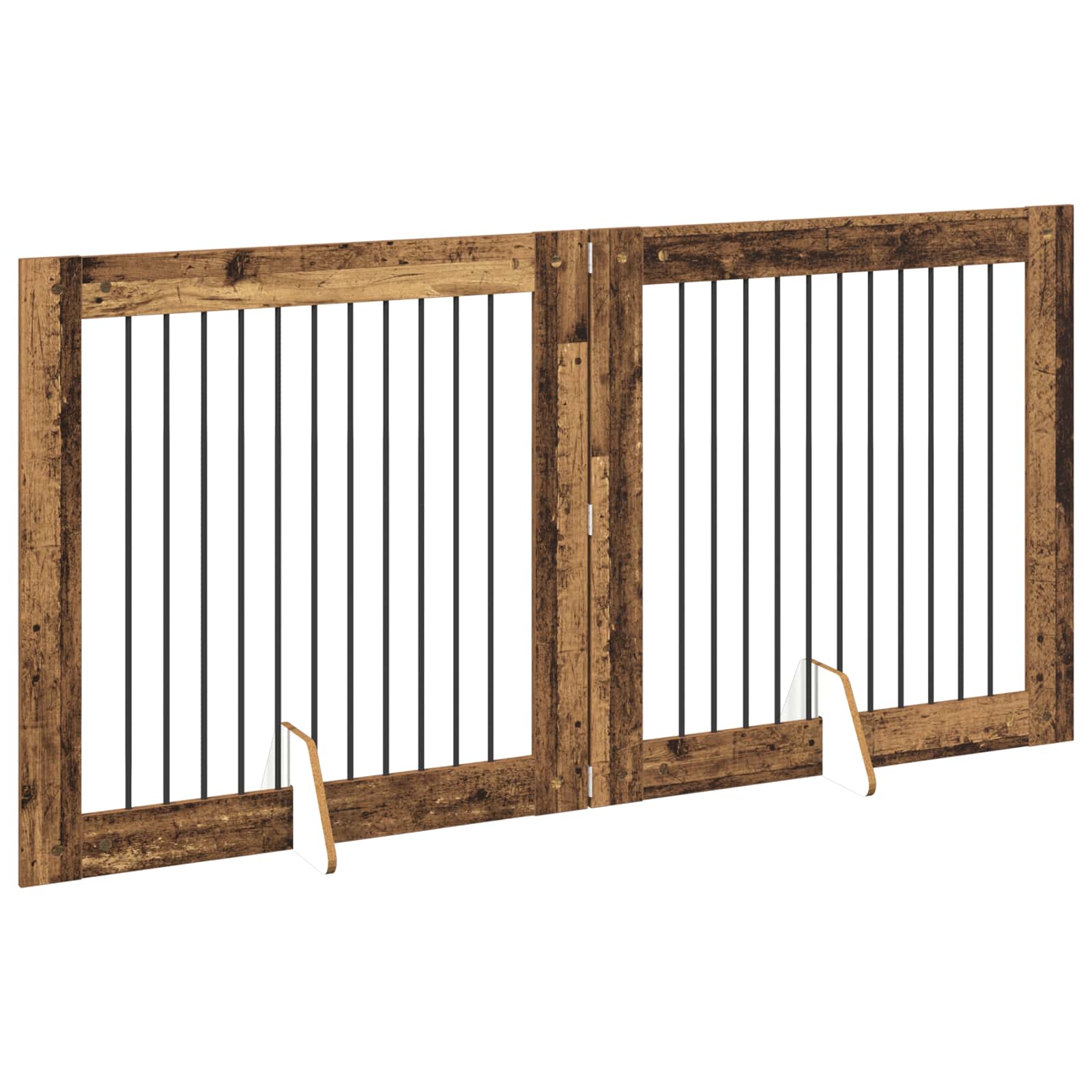 Összecsukható kutyakerítés állványokkal 2 db Antik Fa 200,5 cm - Image 3