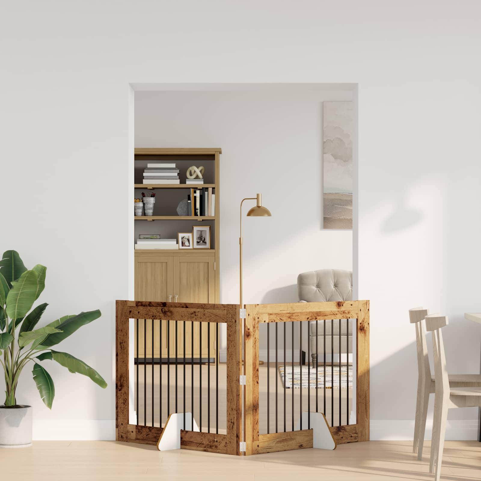 Összecsukható kutyakerítés állványokkal 2 db Antik Fa 200,5 cm