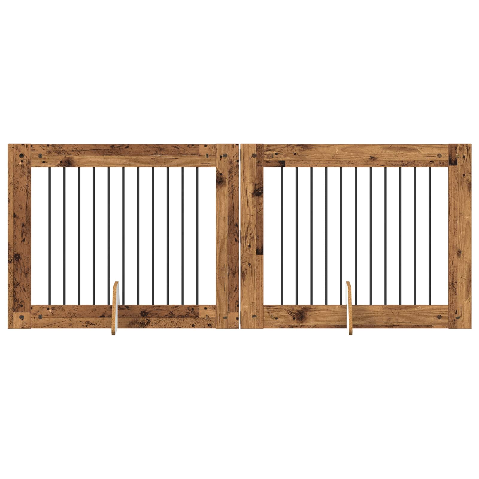 Összecsukható kutyakerítés állványokkal 2 db Antik Fa 200,5 cm - Image 2