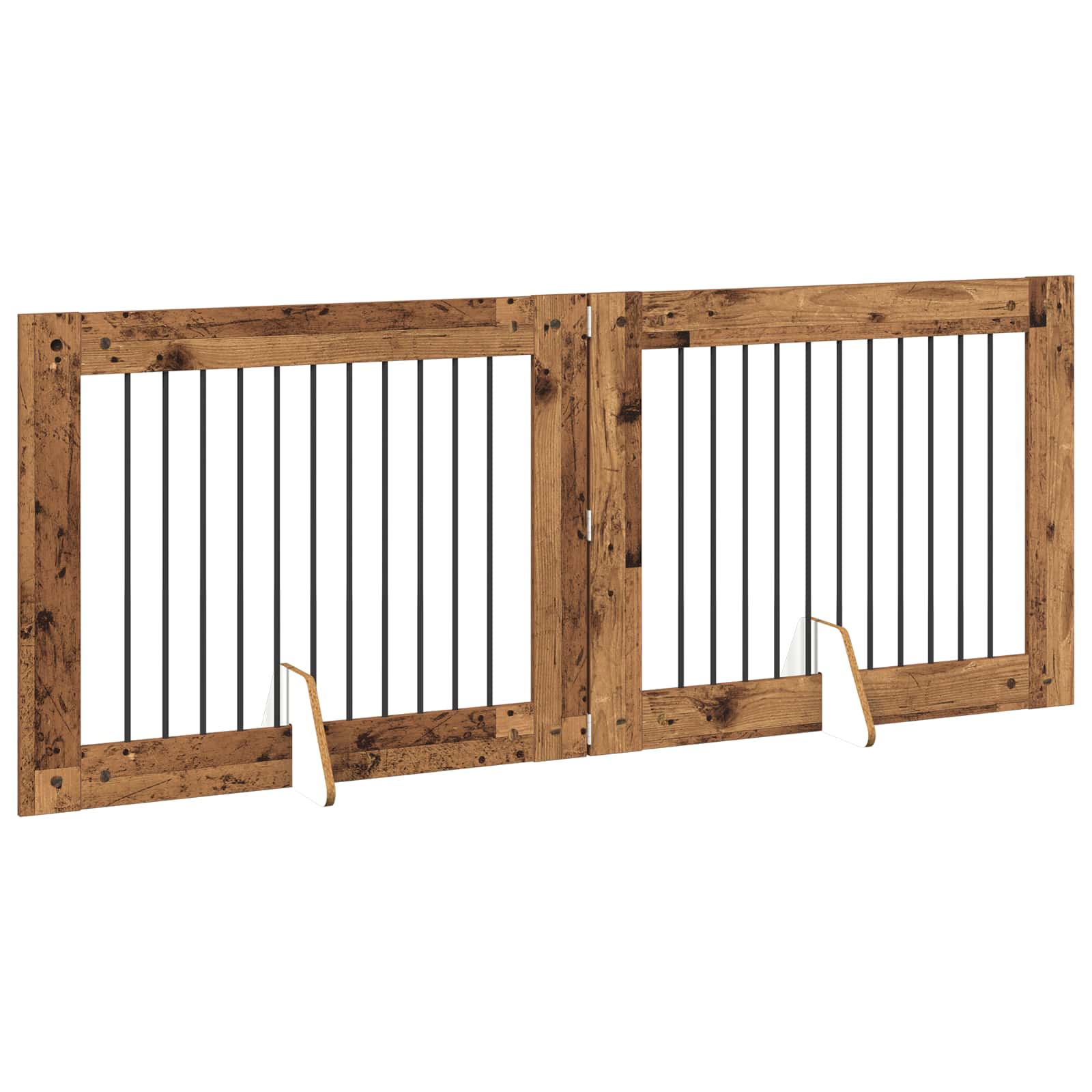 Összecsukható kutyakerítés állványokkal 2 db Antik Fa 200,5 cm - Image 3