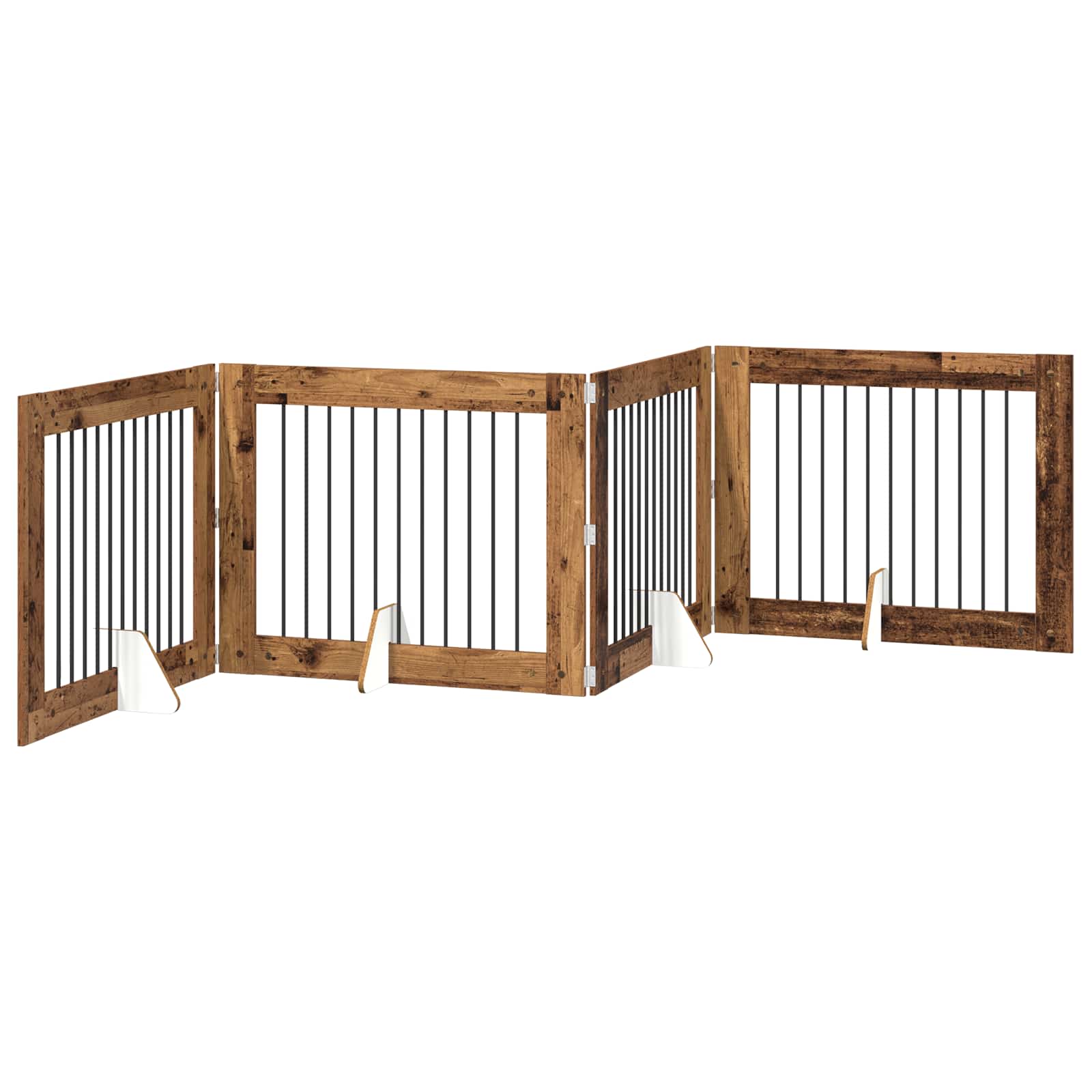 Összecsukható kutyakerítés állványokkal 4 db Antik Fa 401 cm - Image 2