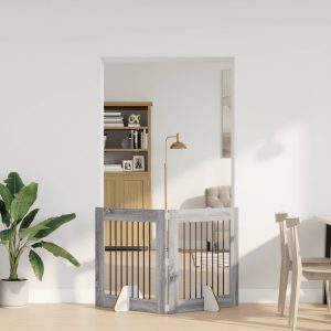 Összecsukható kutyakerítés állványokkal 2 db Szürke Sonoma