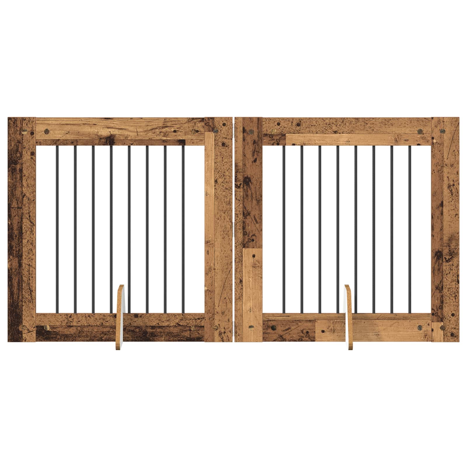 Összecsukható kutyakerítés állványokkal 2 db Antik Fa 160,5 cm - Image 2