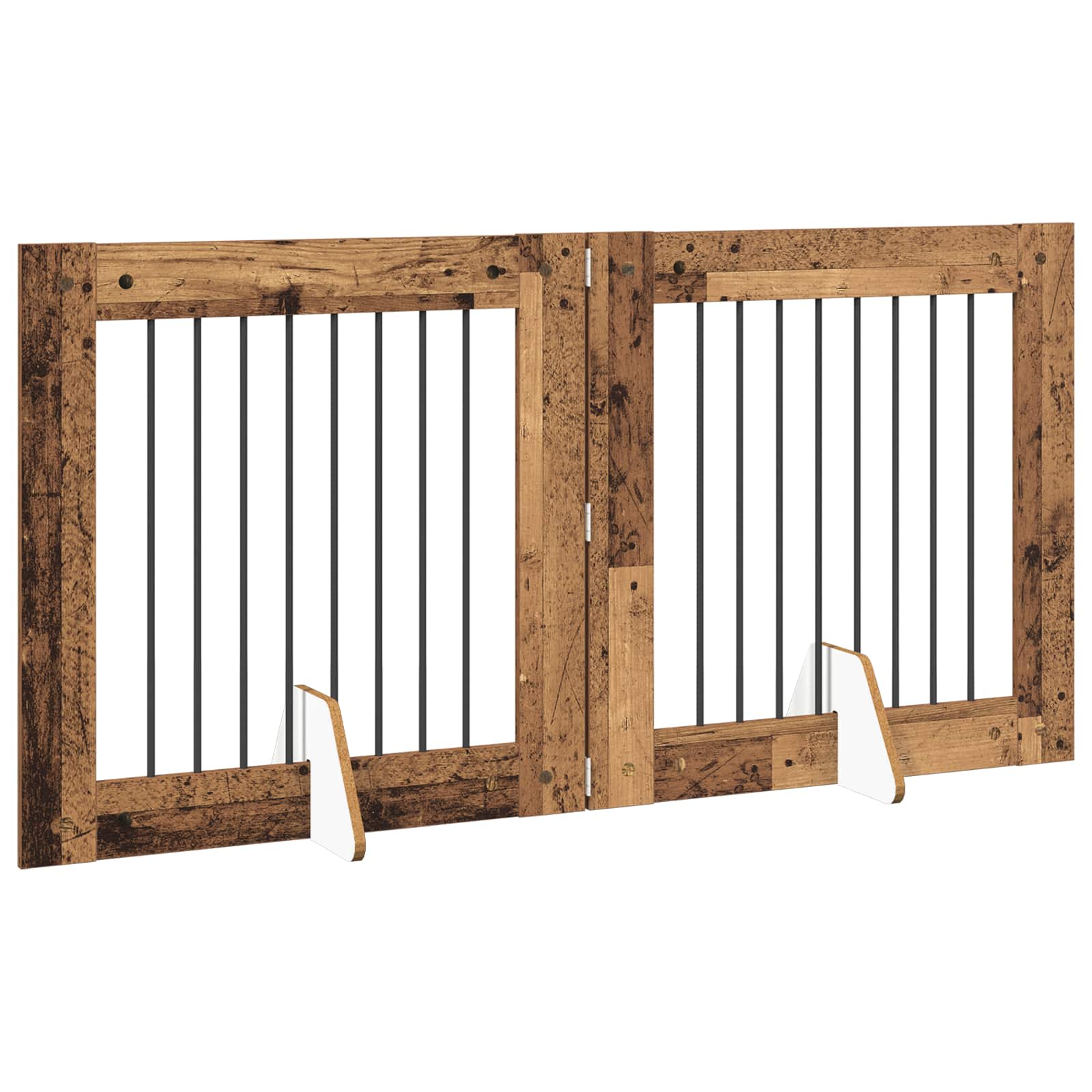 Összecsukható kutyakerítés állványokkal 2 db Antik Fa 160,5 cm - Image 3