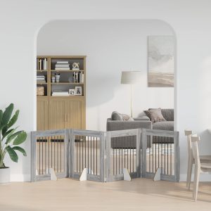Összecsukható kutyakerítés állványokkal 4 db Szürke Sonoma