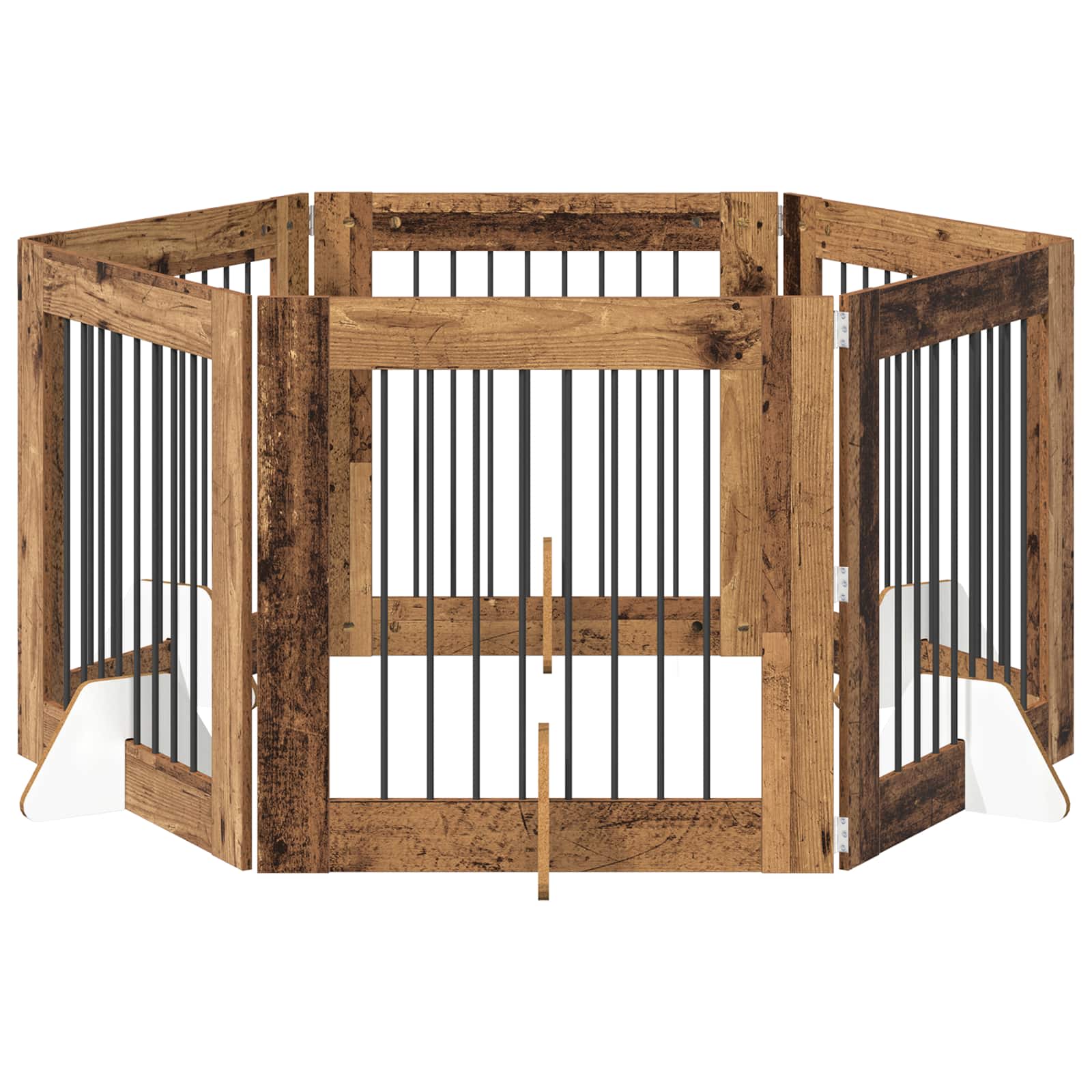 Összecsukható kutyakerítés állványokkal 6 db Antik Fa 482 cm - Image 2