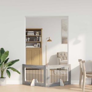 Összecsukható kutyakerítés állványokkal 2 db Szürke Sonoma