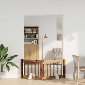 Összecsukható kutyakerítés állványokkal 2 db Antik Fa 200,5 cm