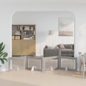 Összecsukható kutyakerítés állványokkal 4 db Szürke Sonoma