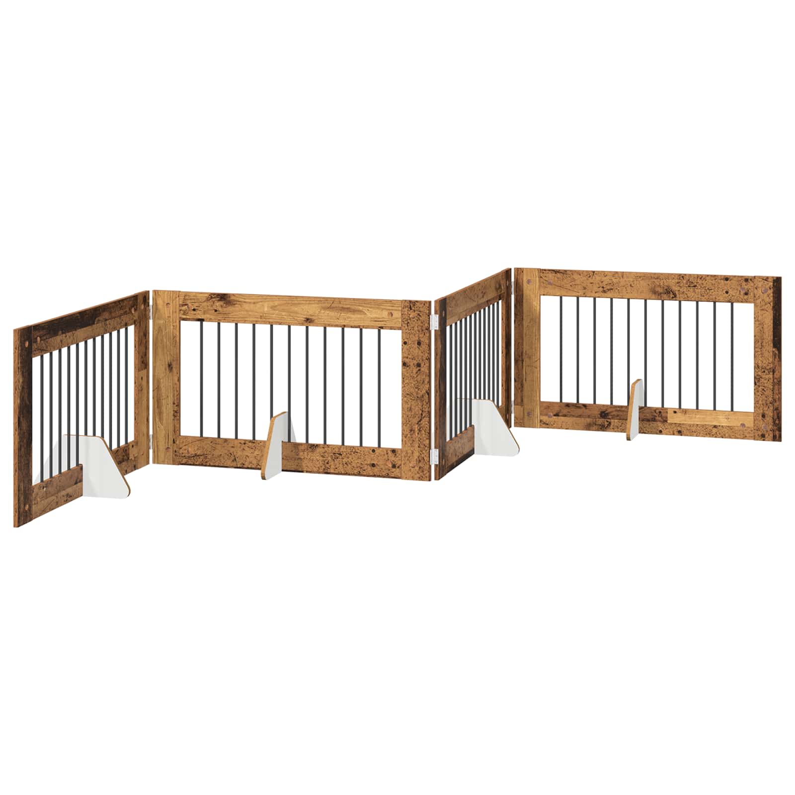 Összecsukható kutyakerítés állványokkal 4 db Antik Fa 401 cm - Image 2
