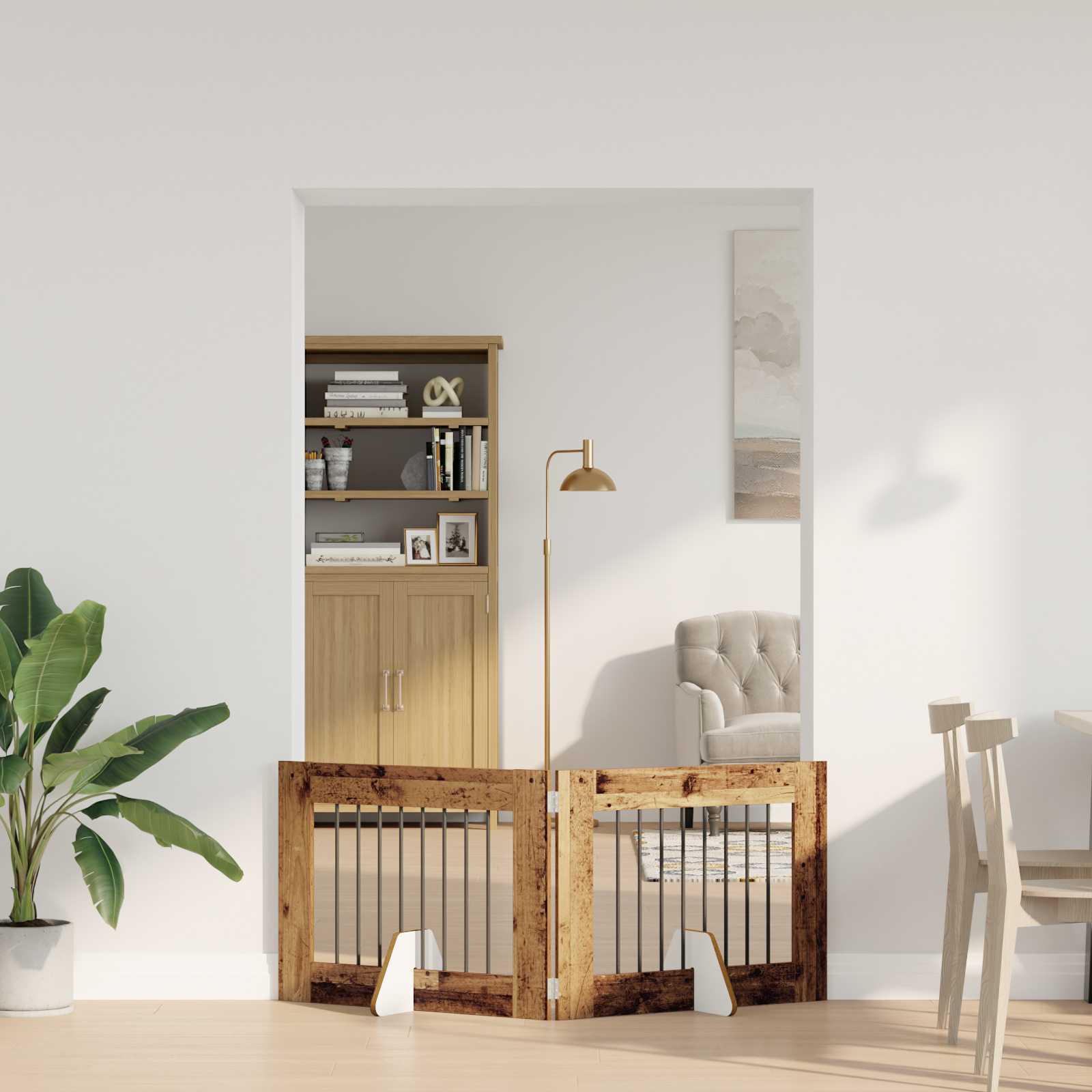Összecsukható kutyakerítés állványokkal 2 db Antik Fa 160,5 cm