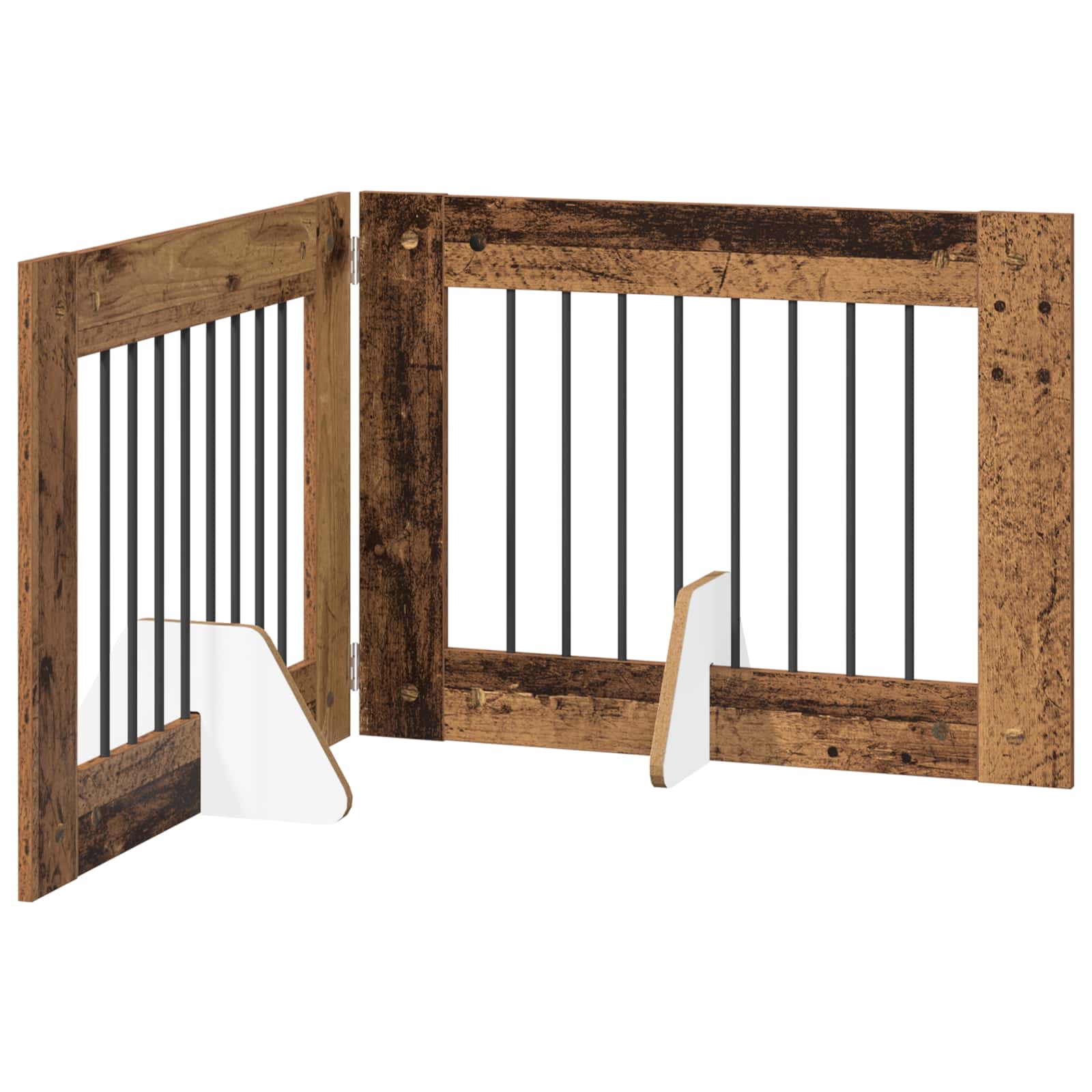 Összecsukható kutyakerítés állványokkal 2 db Antik Fa 160,5 cm - Image 2
