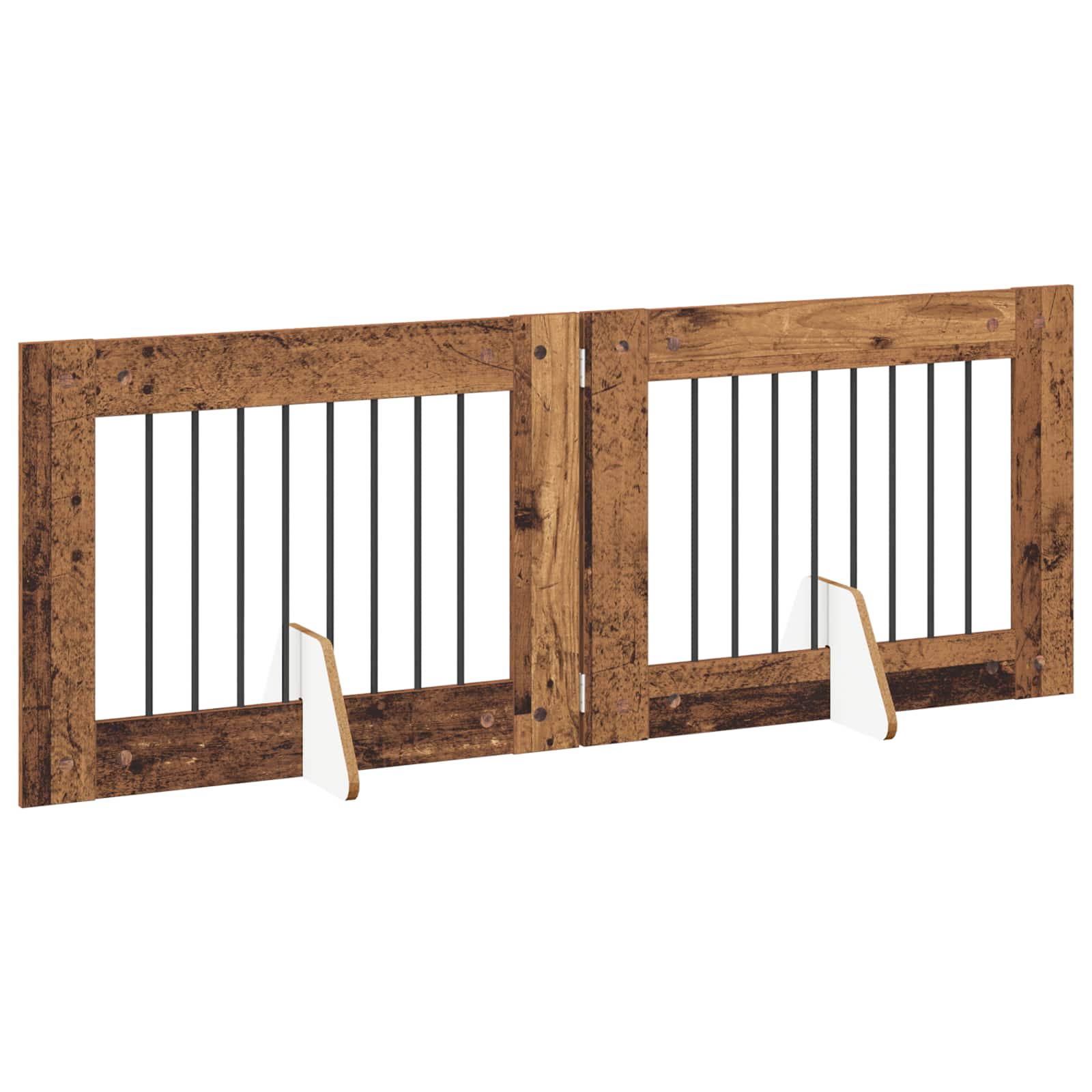 Összecsukható kutyakerítés állványokkal 2 db Antik Fa 160,5 cm - Image 3