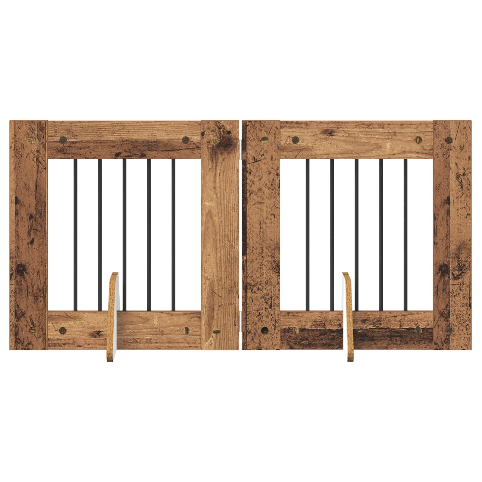 Összecsukható kutyakerítés állványokkal 2 db Antik Fa 120,5 cm - Image 2