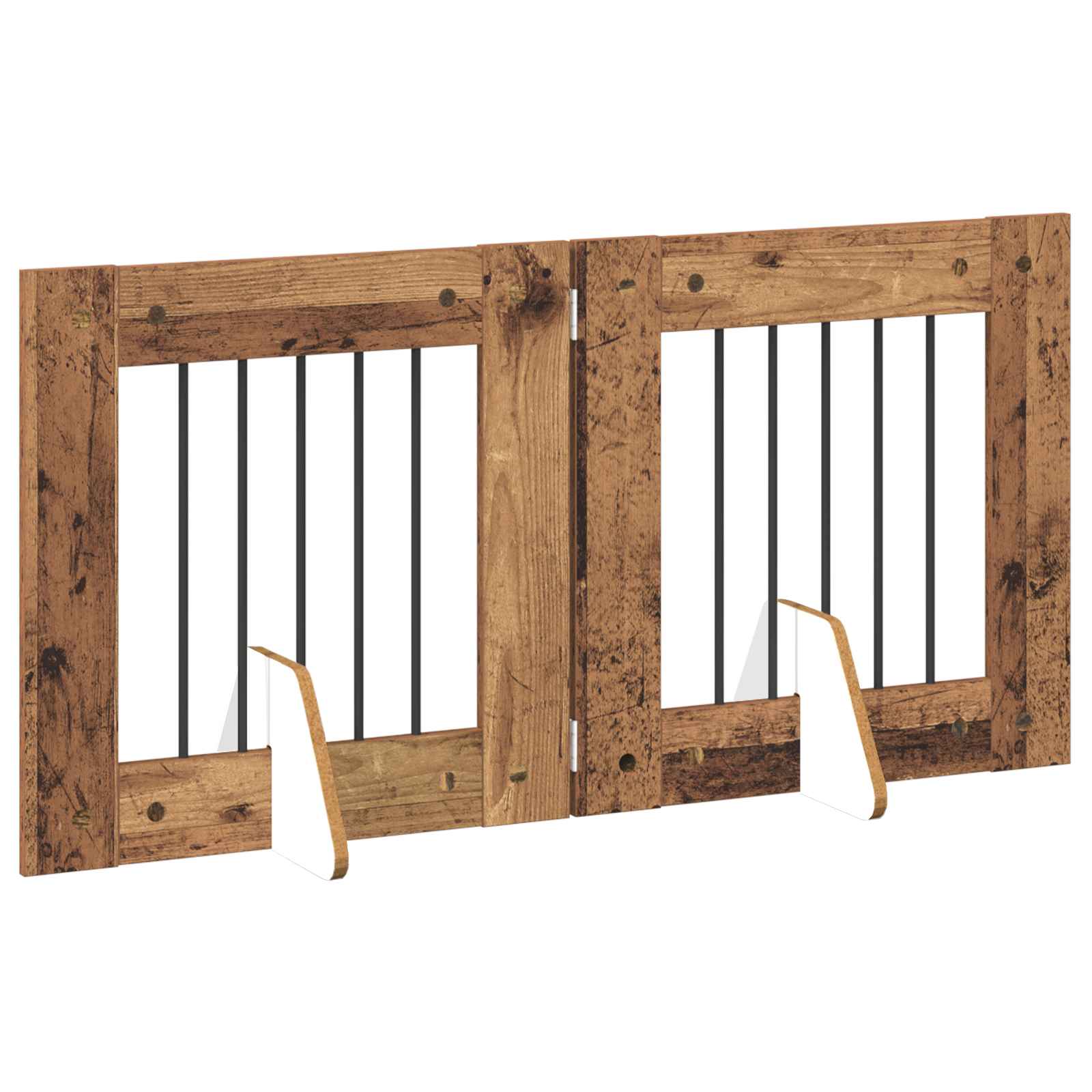 Összecsukható kutyakerítés állványokkal 2 db Antik Fa 120,5 cm - Image 3