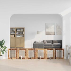 Összecsukható kutyakerítés állványokkal 6 db Antik Fa 362 cm
