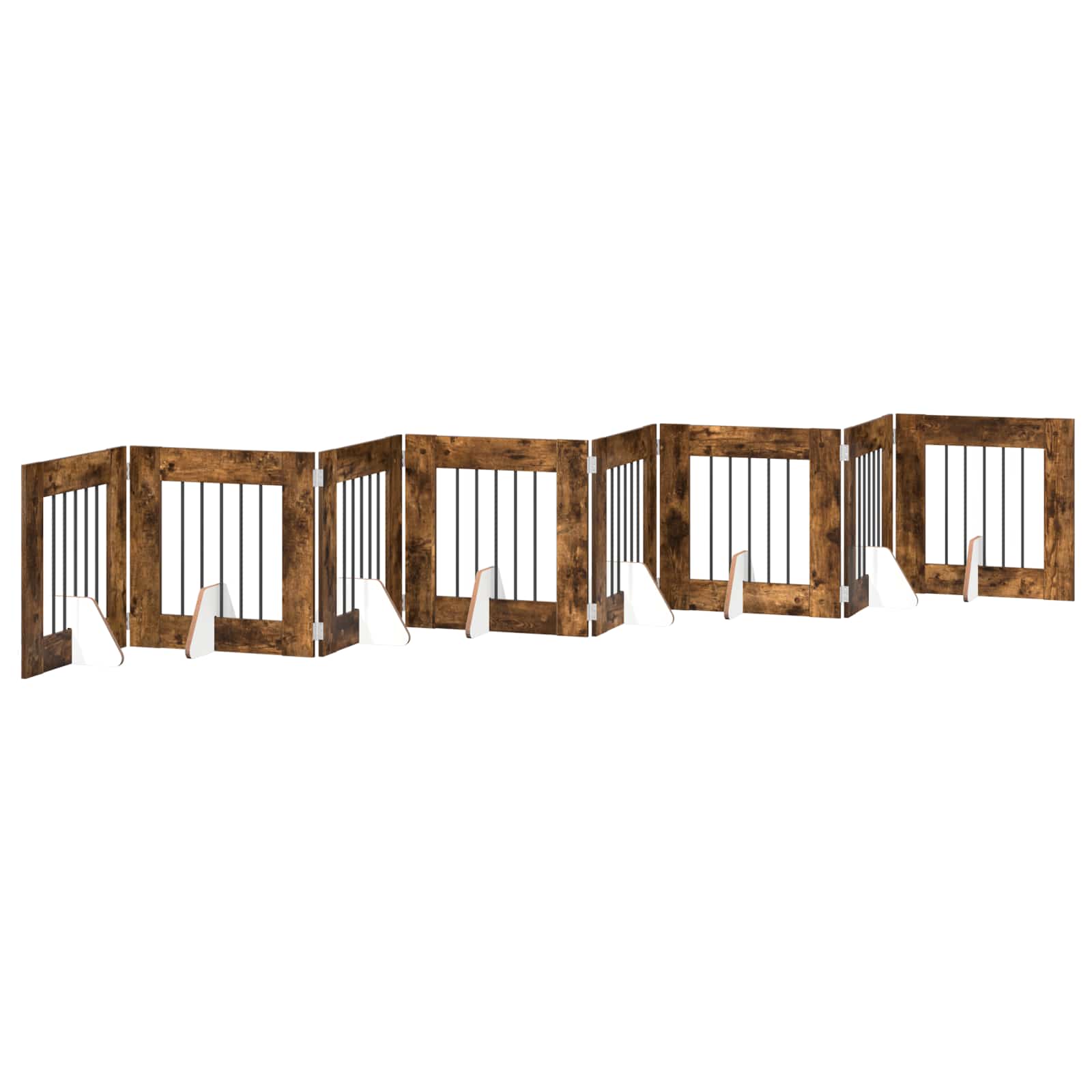 Összecsukható kutyakerítés állványokkal 8 db Füstös Tölgy 60 cm - Image 2