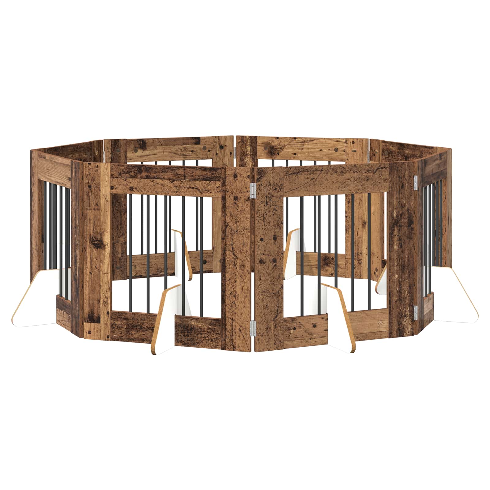 Összecsukható kutyakerítés állványokkal 8 db Antik Fa 60 cm - Image 2