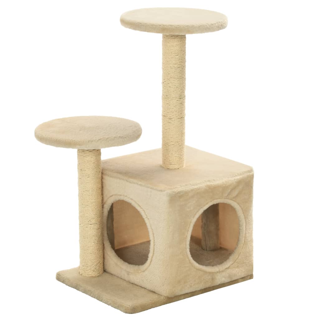 Bézs macskabútor szizál kaparófákkal 60 cm - Image 2