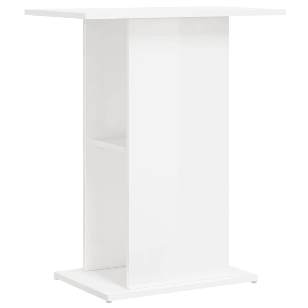 Magasfényű fehér szerelt fa akváriumi állvány 60,5x36x72,5 cm - Image 2