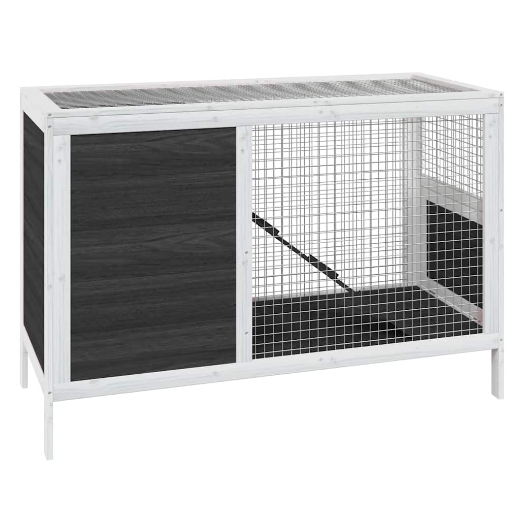 Szürke tömör fenyőfa nyúlketrec 103 x 44 x 69,5 cm - Image 2