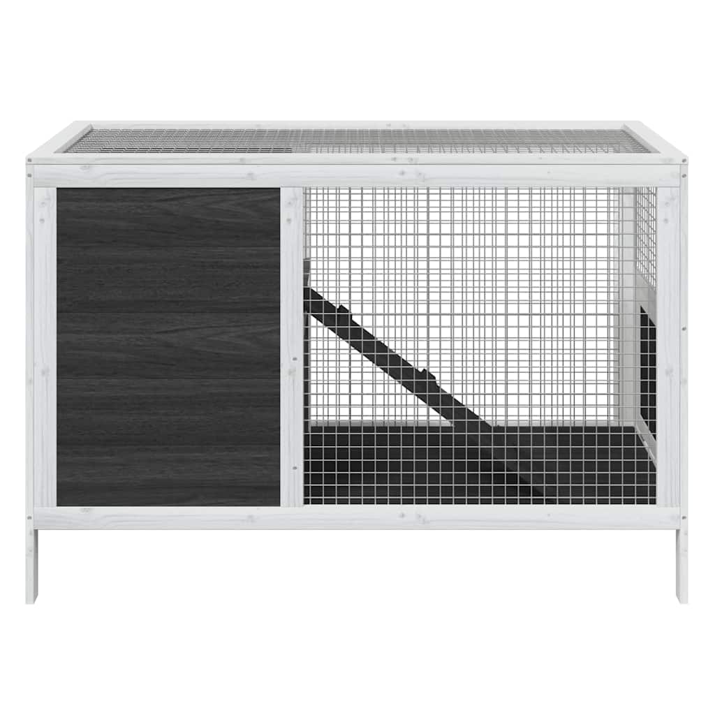 Szürke tömör fenyőfa nyúlketrec 103 x 44 x 69,5 cm - Image 3