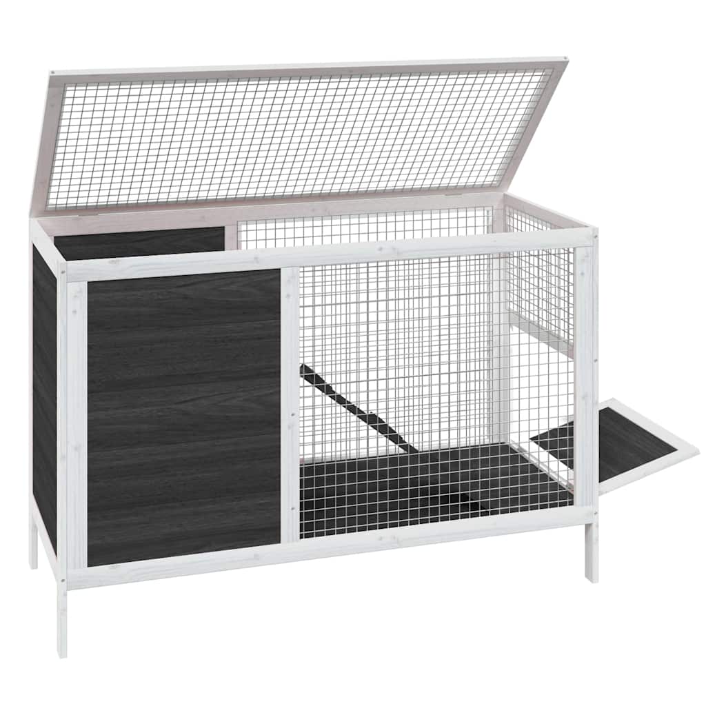 Szürke tömör fenyőfa nyúlketrec 103 x 44 x 69,5 cm - Image 4