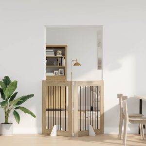 Összecsukható kutyakerítés állványokkal 2 db Sonoma Tölgy
