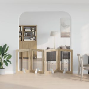 Összecsukható kutyakerítés állványokkal 4 db Sonoma Tölgy