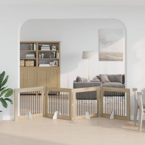 Összecsukható kutyakerítés állványokkal 4 db Sonoma Tölgy